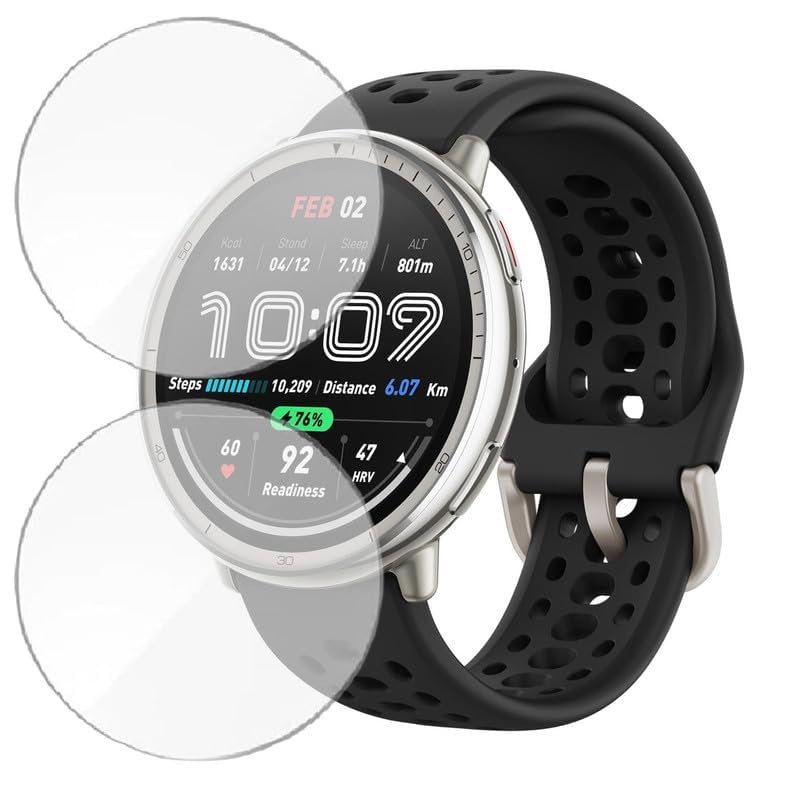 Image of 2 Pack Smartwatch Screen Protector for Amaz fit Active 2 1.32 inch - Flexible TPU Screen Guard, HD Clear, 9H Scratch Resistant, Bubble Free Installation - Not Tempered Glass