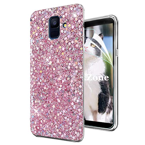 OKZone Funda Samsung Galaxy A6 2018, Cárcasa Brilla Glitter Brillante TPU Silicona Parachoque Teléfono Smartphone Case [Protección a Pantalla y Cámara] para Samsung Galaxy A6 2018 (Rosado) Cover