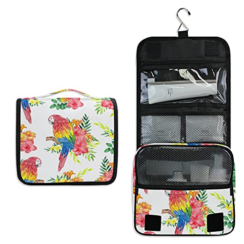 HUSSRITY Toiletry Bag Parrot Birds Floral Hanging Travel Toiletry Bag Dopp Kit Shaving Bag Toiletry Organizer Makeup Cosmetic Bag For Women Men