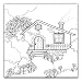 "Pretty Cottage" Coloring Canvas For Adults, Stretched primed canvas 8 x 8 Inches