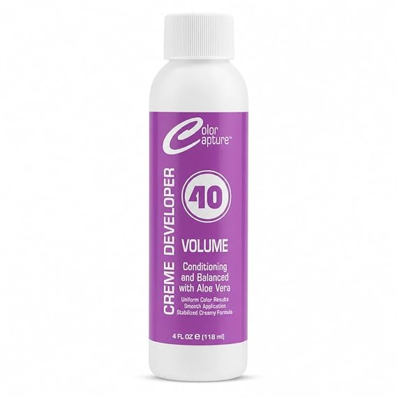 COLOR CAPTUR 40 Volume Cream Hair Developer High-Lift Activator for Blonde & Lightening | Aloe Vera, Paraben-Free, Sulfate-Free, Cruelty-Free | Non-Drip Formula | Made in USA | 4 oz
