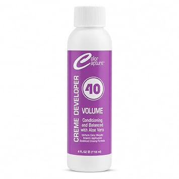 COLOR CAPTUR 40 Volume Cream Hair Developer High-Lift Activator for Blonde & Lightening | Aloe Vera, Paraben-Free, Sulfate-Free, Cruelty-Free | Non-Drip Formula | Made in USA | 4 oz