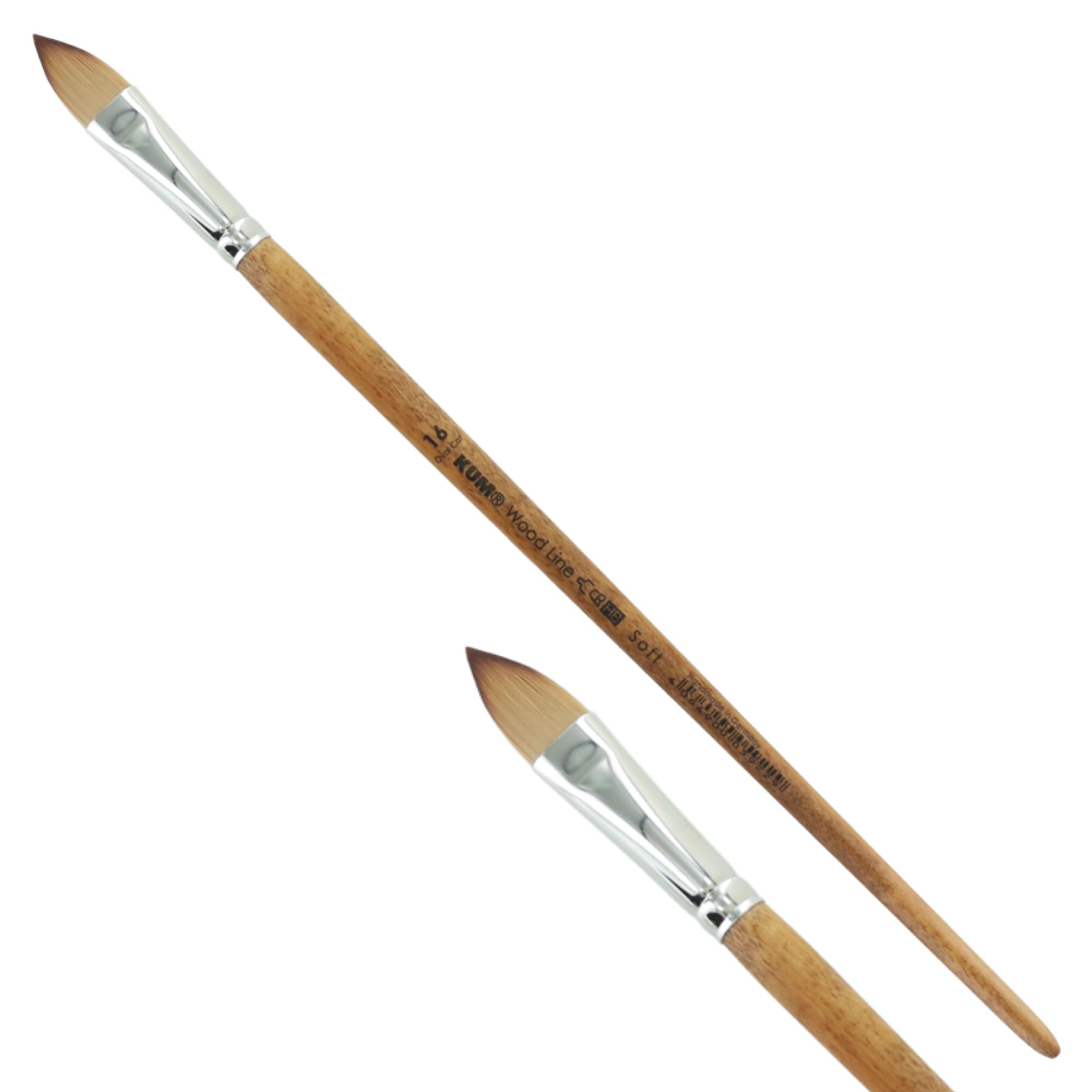 KUM 5126911 Acrylic and Oil Brush Wood Line Cat Tongue, Size 16, for Artists, Artist Brushes, Art Supplies