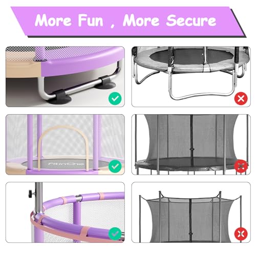 Image of 55 inch Toddler Mini Trampoline for Kids, Indoor Outdoor Toys with Swing, 440lbs Baby Kids Trampoline, Gymnastics Bar, Birthday Gifts for Boy Girl Age 1-8