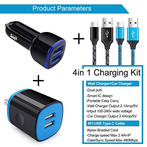 Usb C Charger Set For Samsung Galaxy A14 5G A01 A71 A51 A11 A10E S23 S22 S21 S20 S10E A13 A20 A21 A50 A9 Note 20 Ultra, Usb Wall Charging Block Cube, Car Charger Adapter 6Ft Type C Fast Charging Cable #TOP1