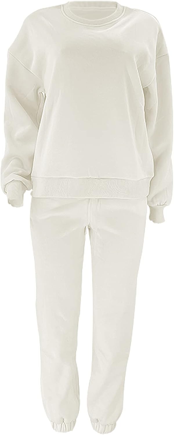 Women's Pullover Tracksuit Fleece Sweatshirt Jogging Pants 2 Pieces Sweatsuits - Image 3