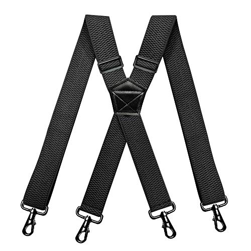 RIONA Réglable élastiques Hommes Bretelles Suspender X-Forme 3.8 cm Extra Fort avec 4 Clips Métalliques Diverses Couleurs (010Noir) Cover