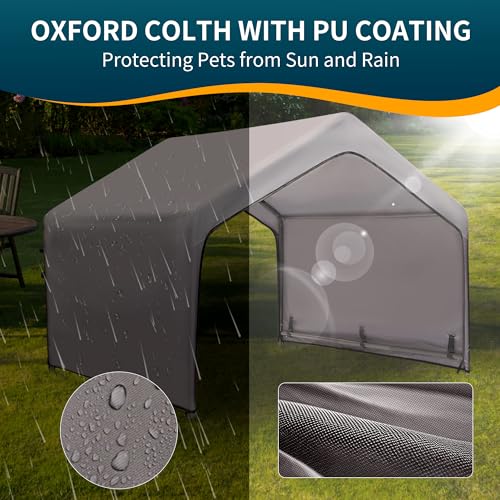 Dog Tent Outdoor, Extra Large Dog House Outside, Big Dog Shade Shelter Waterproof Weatherproof Doghouse Canopy with Ground Nails, Sun Rain Cover for Pet Cat Livestock, 4'x 4'x 3.3', Gray - Image 4