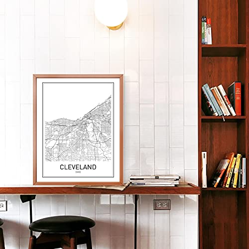 Cleveland Poster Map Of Cleveland Map City Map Posters Modern Map Art City Prints Cleveland Art Minimal Print Ohio Art City Poster City Map Wall Art Minimalist Posters 8X10 #TOP5