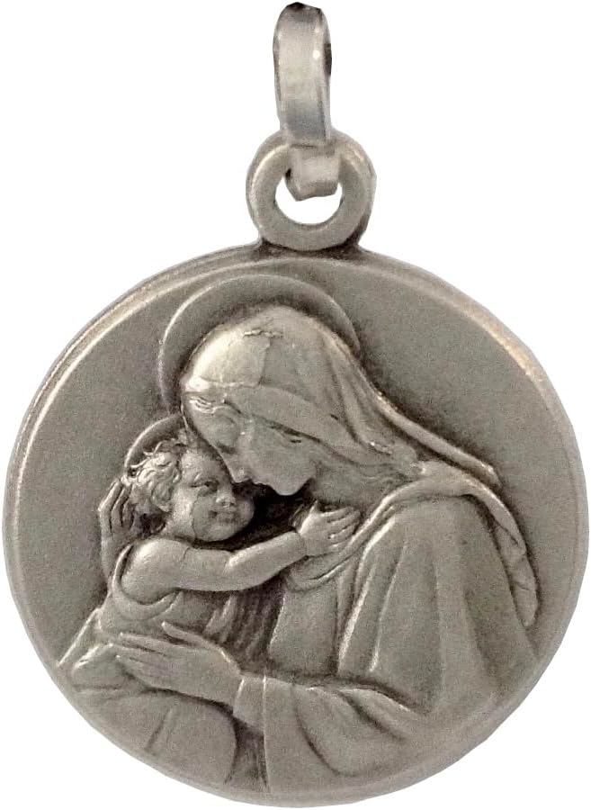 I G J 925 STERLING SILVER MADONNA WITH JESUS CHILD MEDAL - THE PATRON SAINTS MEDALS - 100% MADE IN ITALY - Image 2