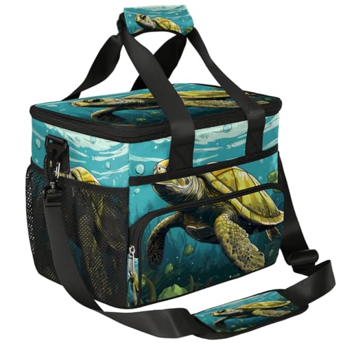 Underwater Animal Insulated Picnic Backpack Lunch Box for Women Men Picnic Basket Tote Lunch Bag Picnic Bag Portable Lunch Bags for Picnic, Beach, Work, Trip,Office, Camp Sea Turtle