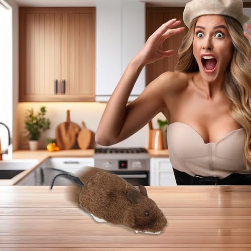 FIESTAS GUIRCA | Rata de Juguete con Cuerda (16 cm) - Accesorio de Broma para Fiestas de Halloween y Carnaval - Ideal para Bromas y Sorpresas Divertidas - Todos los Usuarios - Marrón