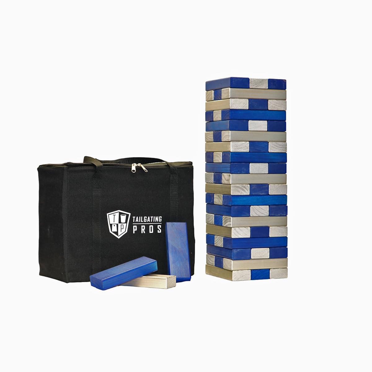 Tailgating Pros Premium Giant Toppling Timbers with Carrying Case – Choose Your Team Colors! Jumbo Outdoor Yard Game, Tower Grows to Over 5 Feet!