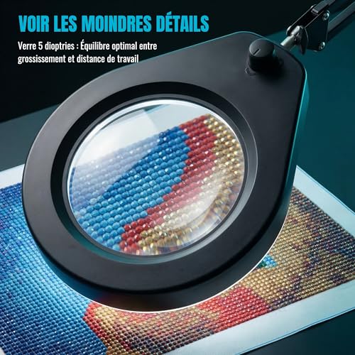 Lampe loupe avec support et pince LED variable 5X - 4