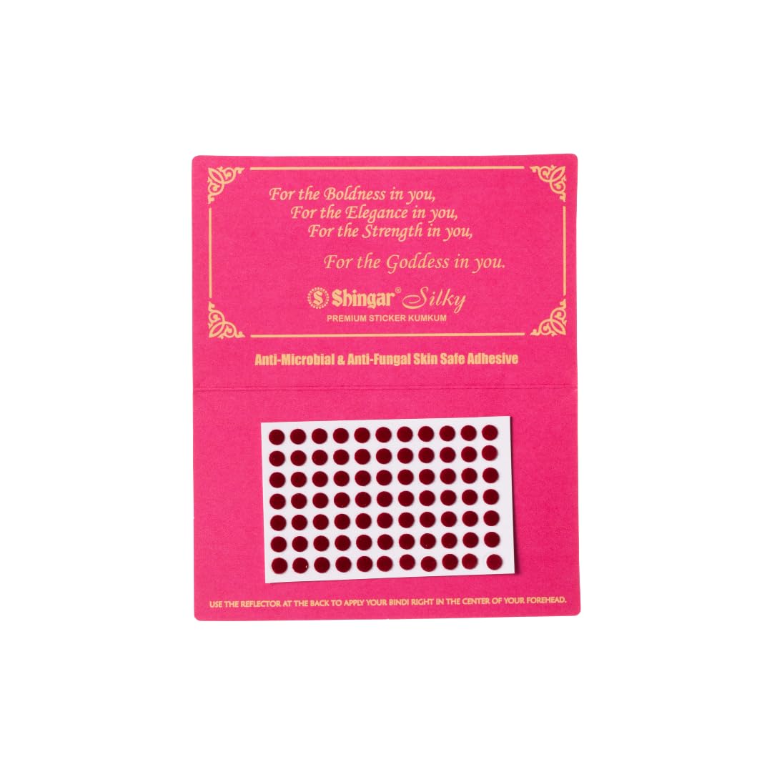 Silky Premium Sticker Kumkum Bindi | Enriched with Almond & Aloe Extracts | Anti-Microbial & Anti-Fungal and Skin Safe Adhesive | sticker kumkum | bindi for women - Pack Of 10, Maroon - S6-picture-29