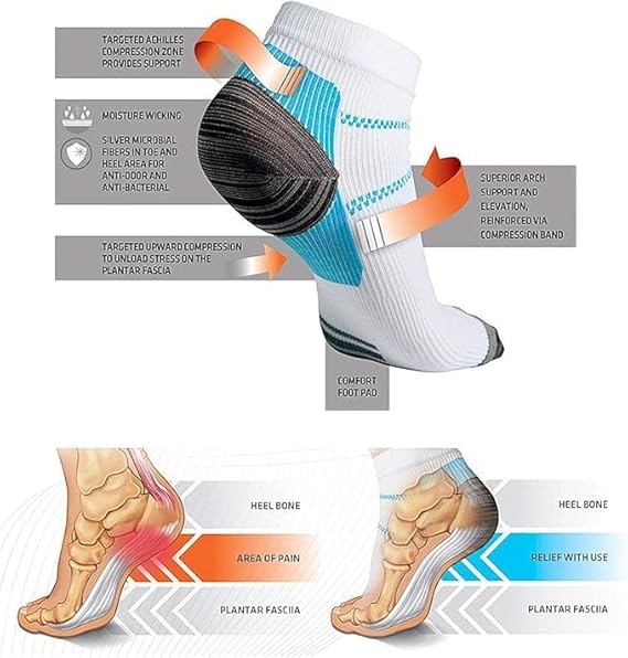 Manchons De Pied En Bambou CASIOUE - Chaussettes De Compression Pour Fasciite Plantaire Et Gonflement | 3 Paires