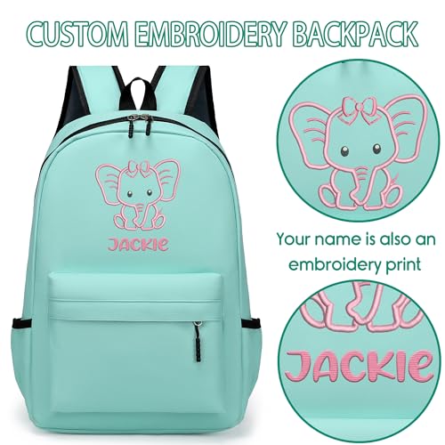 Personalized Kids Backpack For Teens Girls, Custom Cute Elephant School Bookbag Embroidery Name, Preschool Elementary Toddler Backpack With Adjustable Padded Straps, Kids Back To School Gifts3
