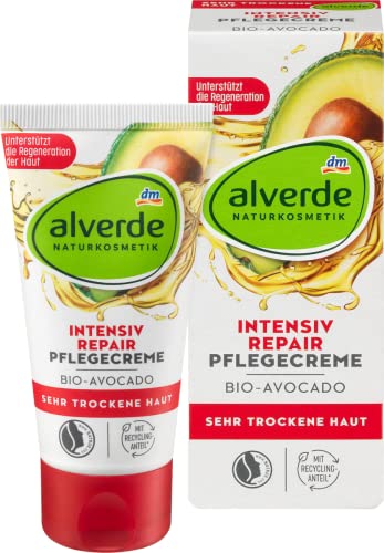 alverde Intensiv Repair Tagescreme | Naturkosmetik | befeuchtet die Haut dauerhaft | für sehr trockene Haut | 50ml