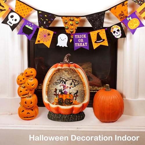 image for Gorrzai Halloween Snow Globe Lantern with Pumpkin Halloween Decoration