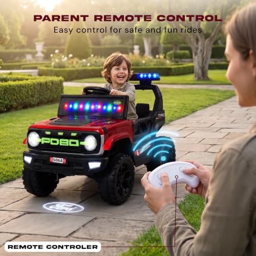 Image of Baybee Copster Electric Jeep for Kids | Battery Operated Ride-on with Lights, Music and Swing Mode | Ride on Toy Electric Car with Parental Control | Rechargeable Kid Car to Drive 3 to 8 Years(Red)