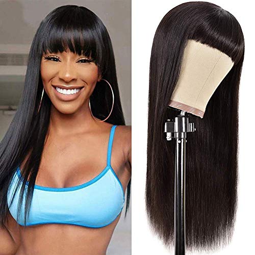 Ur Beautiful Perruque Femme Naturelle Brésilien Straight Human Hair Wigs Naturel Perruque Femme No Lace Wig Lisse Perruque Cheveux Humains Naturels Natural Color pas de perruque en dentelle 20 Inch Cover