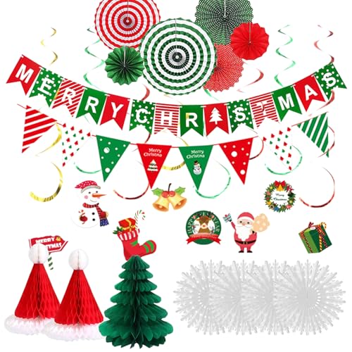 Christmas Decorations Party Banner Set 30Pcs Christmas Decoration Banners that is Premium Reusable for Home Xmas Party Decorations