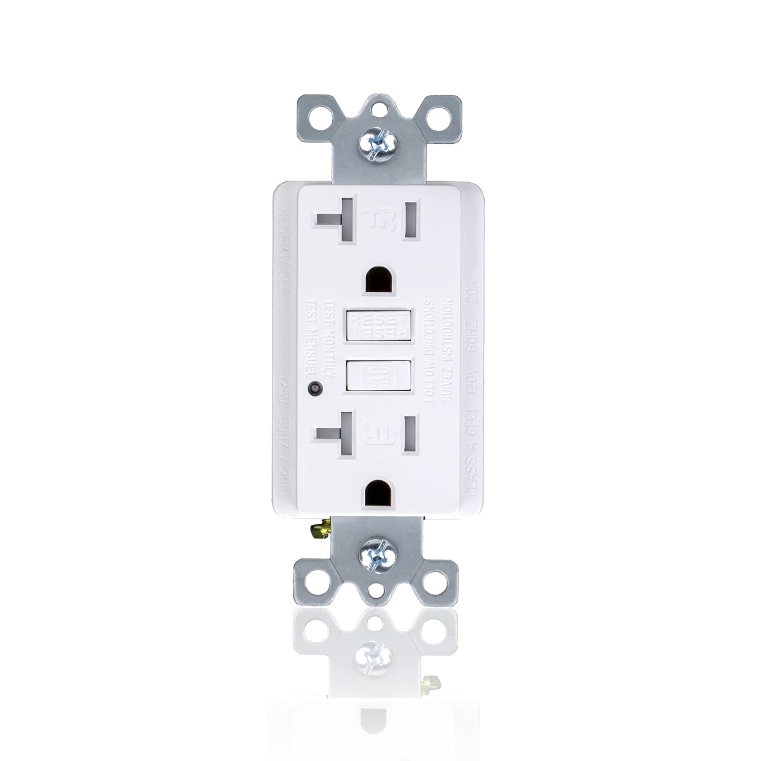 PROCURU 10-Pack 20A Tamper Resistant, Self Test GFCI Outlet with LED Indicator, Wall Plates Included, White (1GFW20-10P)