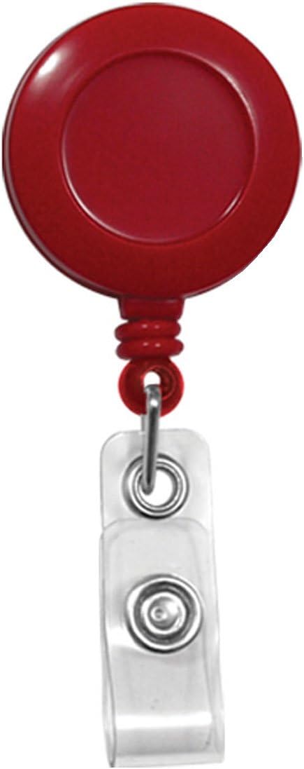 Bulk 100 Pack - Custom Badge Reels Retractable (Upload Your Logo) with Belt Clip - Personalized Full Color Print Dome Label - Company Badge Holders for Medical Staff, Office by Specialist ID (Red)