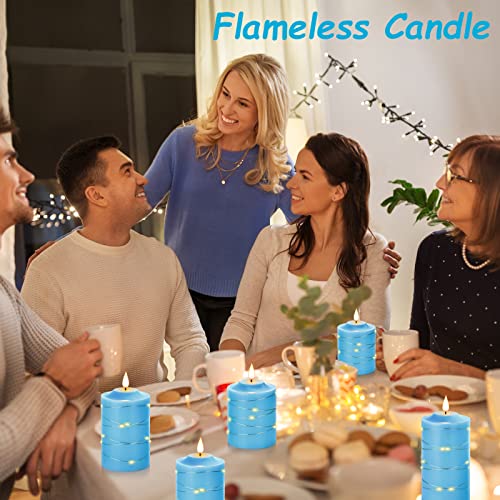 Flameless Candle Flickering Battery Operated- 5Pack With Embedded Star String, 24-Hour Timer Function With 11-Key Remote Control，Led Electric Candle, Dancing Flame, Real Wax, Battery Powered(Blue #TOP1