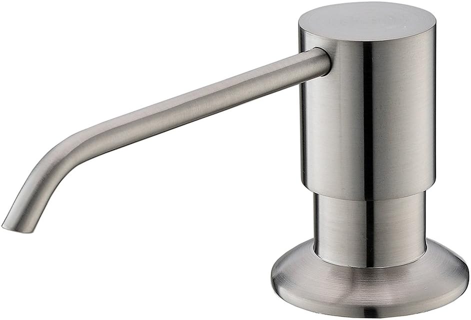 VESLA HOME Built In Deck Mount Stainless Steel Pump Liquid Lotion Kitchen Countertop Sink Soap Dispenser,Brushed Nickel Kitchen Soap Dispenser