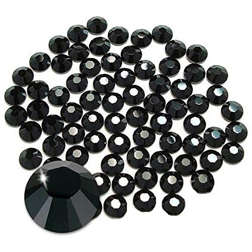 Jollin Hot Fix Crystal Flatback Rhinestones Glass Diamantes Gems 4.8mm(20ss 1440pcs, Jet)