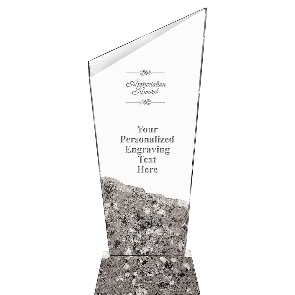 11" Custom Crystal Trophy Stonecutter Marble Base Crystal Award with Personalized Engraving
