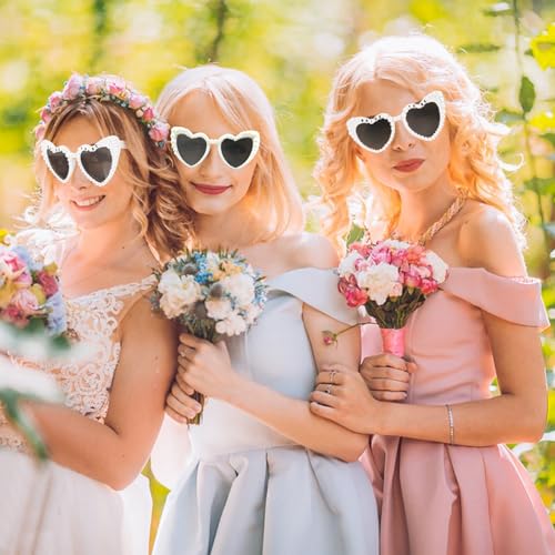 White Heart Sunglasses Bride to Be Sunglasses Love Vintage Cat Eye Glasses for Women Bachelorette Party Weddings2