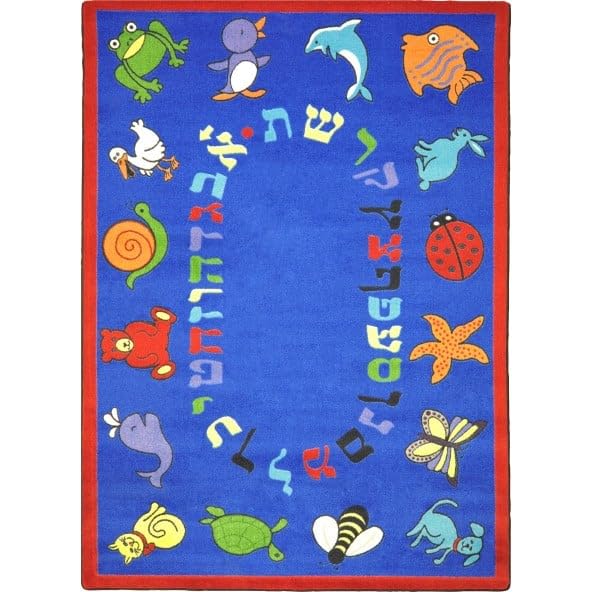 Kid Essentials ABC Animals Early Childhood Oval Rugs 01 Blue - 5 ft. 4 in. x 7 ft. 8 in.