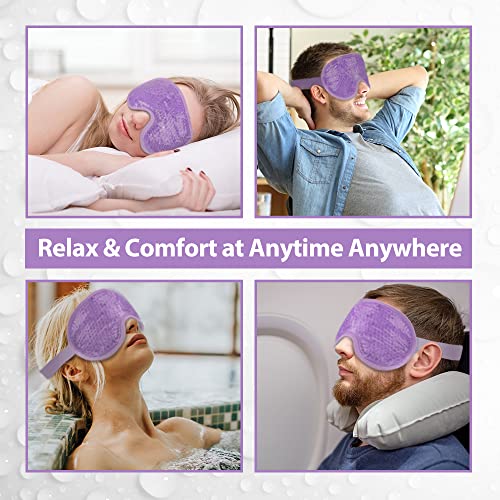 Newgo Cooling Gel Eye Mask Reusable Cold Eye Mask For Puffy Eyes, Eye Ice Pack Eye Mask With Soft Plush Backing For Dark Circles, Migraine, Stress Relief - Purple #TOP4