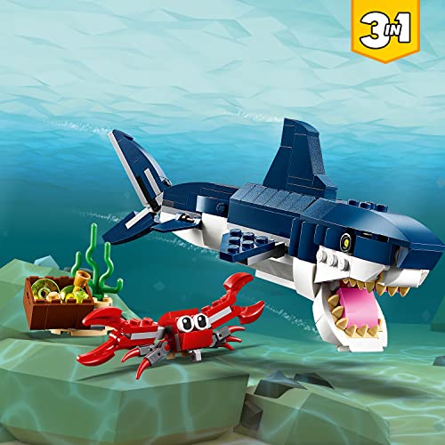 Creator Creature degli Abissi, Set 3 in 1 con Animali Giocattolo Marini da Costruire come Squalo, Calamaro, Granchio e Rana Pescatrice, Giochi per Bambini e Bambine da 7 Anni, Idee Regalo 31088 - Lego - Immagine 1