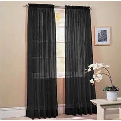 Sheer Black Curtains Amazon Com