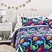 AmazonBasics Easy Care Super Soft Microfiber Kid's Bed-in-a-Bag Bedding Set - Full / Queen, Multi-Color Dinosaurs