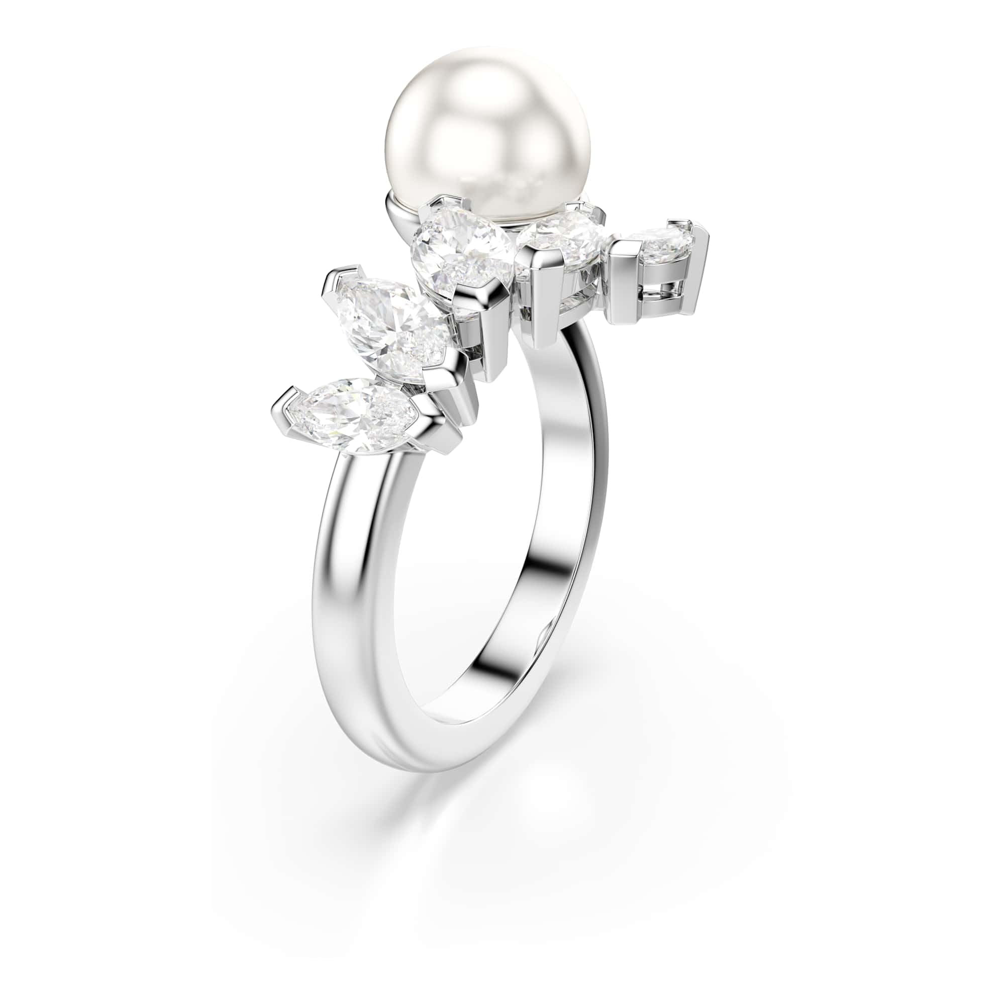 Swarovski Mesmera Kollektion Open Ring, Crystal Pearl, Marquise Cut, Weiß, Rhodiniert