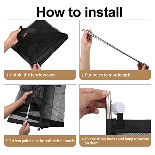 70.9"X28.3" Portable Mesh Baby Gate, Black Mesh Magic Pet Dog Gate For Stairs/Hallways/Doorways Easy-Install Child's Safety Gates Folding For Outdoor And Outdoor #TOP4