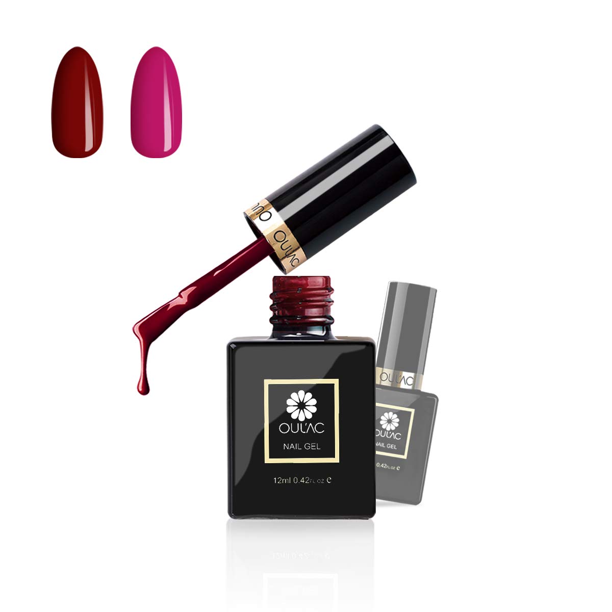 oulacGel Nail Polish Set - Gel Polish Rose Pink and Wine Pink Gel Nail Polish Soak Off UV LED Long Lasting Gel Nail Art Design, 12ml x 2 Colours