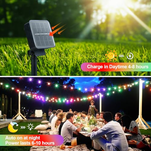 STANBOW Solar String Lights, 30FT/9M, 60 LED, Waterproof, Crystal Ball Lights with 8 Modes, Multicoloured - Image 4