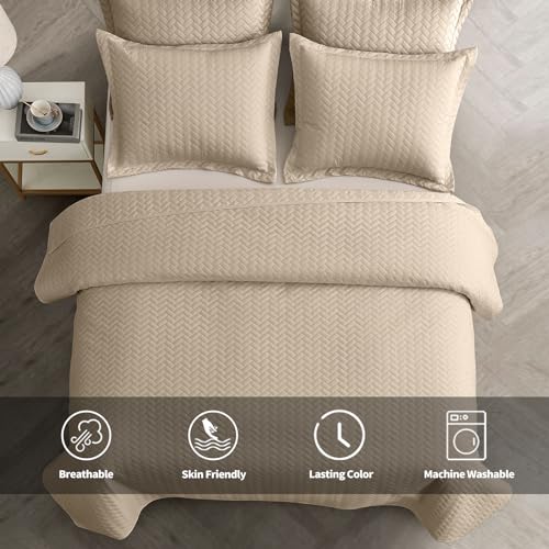 Cubrecama total beis ideal para decoración de ropa de cama en dormitorios 3
