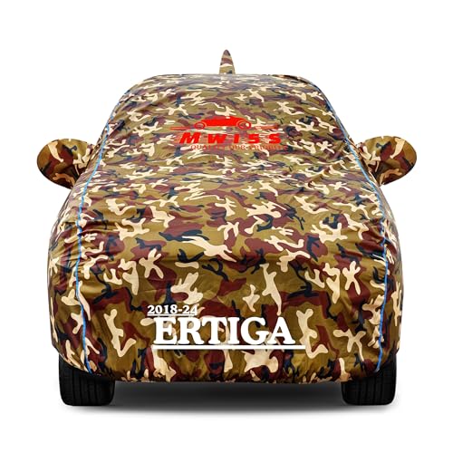 Image of Waterproof Car Cover for Maruti Suzuki Ertiga 2018 | Dustproof, UV & Scratch Resistant Soft Cotton Lining | Triple Stitched, Mirror Pockets & Elastic Hem | Jungle