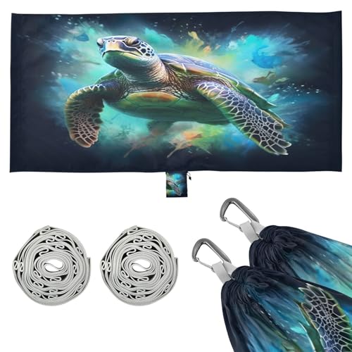 SDMKA Green Sea Turtle Camping Hammock, 330 lbs with 2 Tree Straps, Carry Bag, Single Portable Hammock for Outdoor/Indoor, Hiking, Beach, Backpacking, Travel
