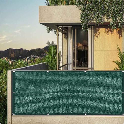 Bâche de clôture opaque pour balcon - 1,1 x 8,5 m - Durable - Protection UV - Avec corde et œillets en aluminium - Vert foncé