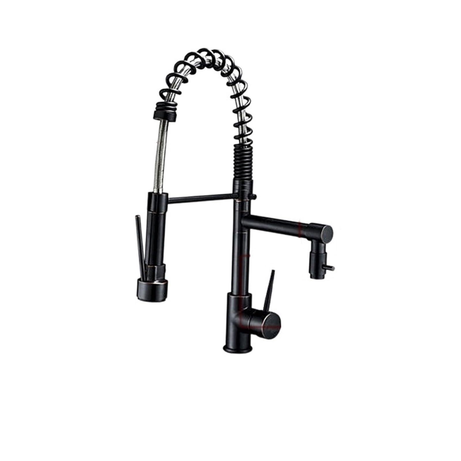 Robinet de cuisine à ressort extractible noir ORB et mitigeur d'évier flexible