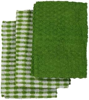 Linens Limited Terry Towelling Cotton Kitchen Tea Towels, Black/White, 3 Pack