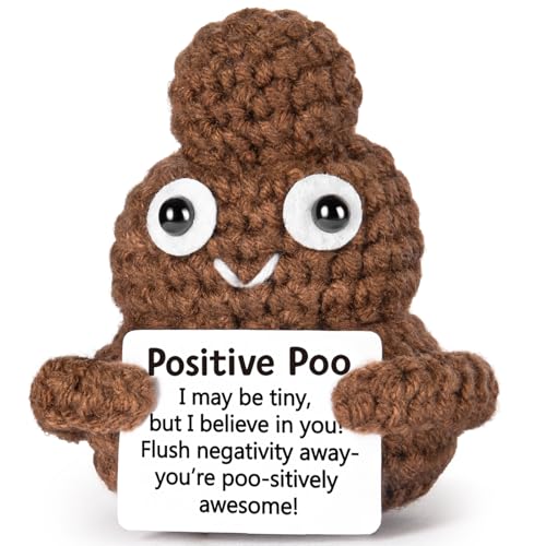 Emotional Support Crochet, Positive Crochet Poo, Encouragement Gifts for Women Men Birthday Christmas Self Care Friends Coworkers Relaxation Gift Desk