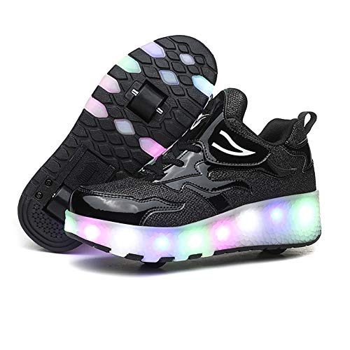 Kids USB Charging Led Light Up Shoes Outdoor Double Wheels Roller Skate Sneakers for Boys Girls
